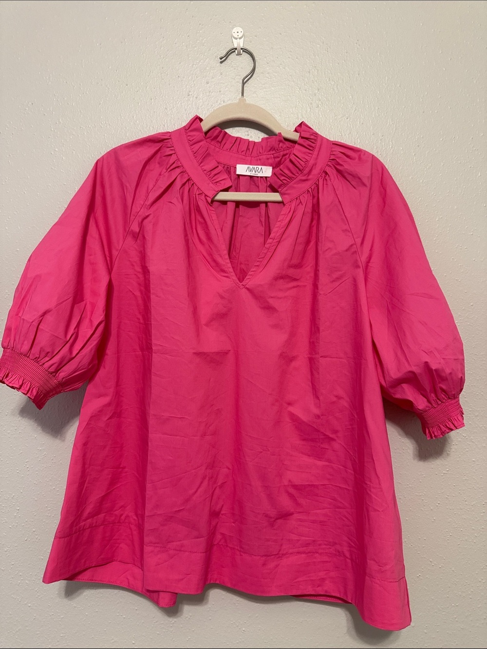 Avara Hot Pink Ruffle Neck Blouse